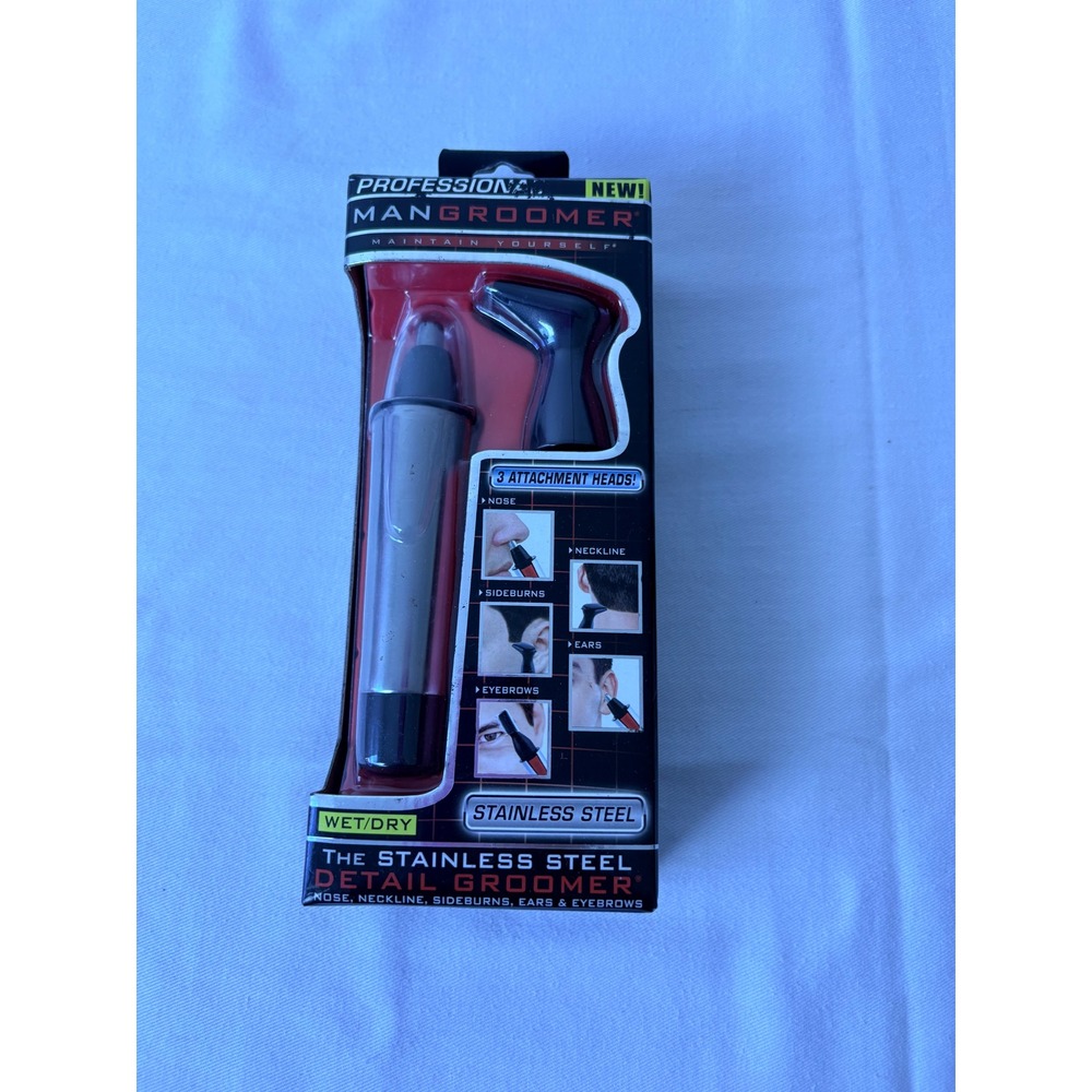 Professional MANGroomer Stainless Steel Detail Groomer Wet Dry 3 Attachments